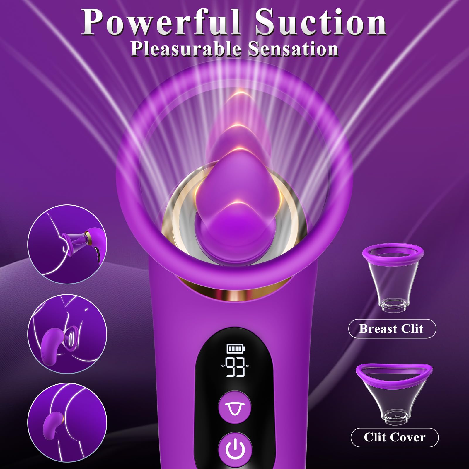Gasevimo Sex Toys Rose Sex Toy Vibrator Rose Adult Toy Adult Toys for Women 3 Sucking, 9 Tongue Licking & Vibrating Vibrators, LCD Display Removable Cup Woman Female Couples Sex Toys G Spot Vibrators