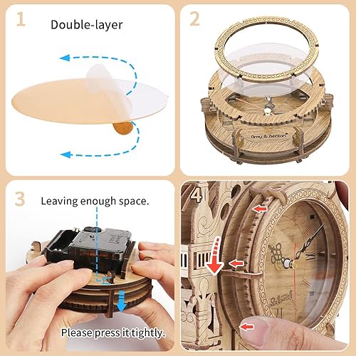 Miniatura 7 de nicknack Rompecabezas de madera 3D para adultos rompecabezas de construcción de modelos reloj torre luz