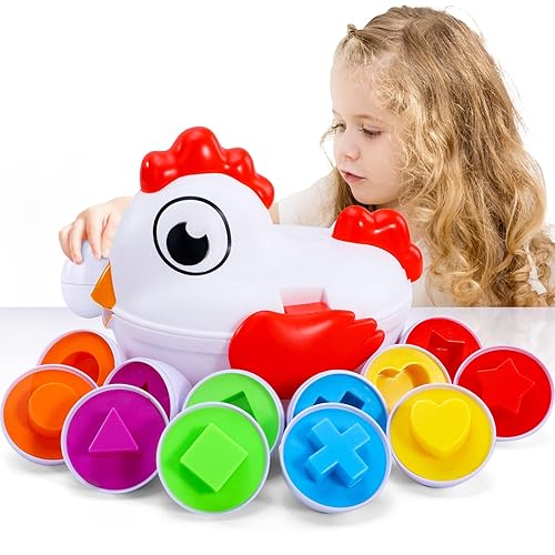 Toddlers Easter Chicken Eggs Matching Toys for Boys Girls 2