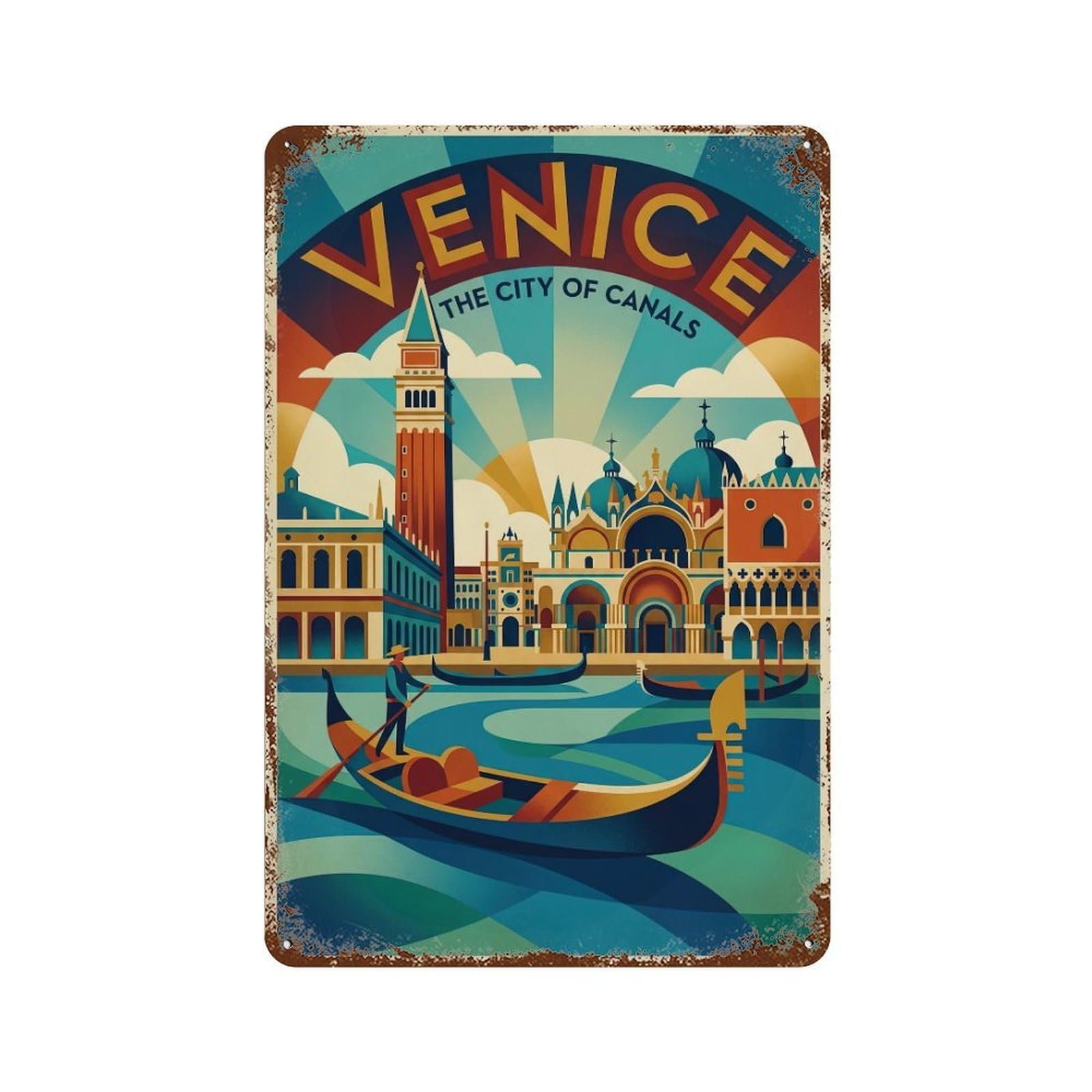 Galvaxio Style Italy Venice Retro Travel Metal Tin Sign