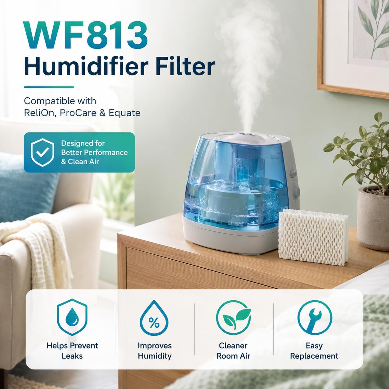 6 Pack Wf813 Eqwf813 Humidifier Filters for Equate Eq-2119-U