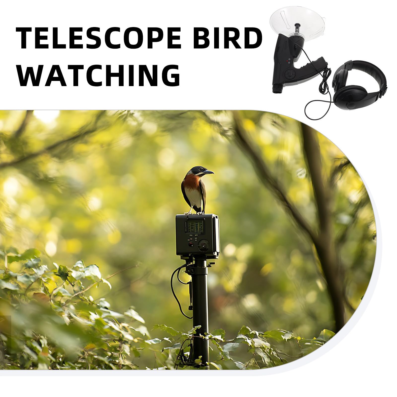 Gatuida Telescopio Monoculare 8x per Adulti in Abs Nero, Leggero e Portatile, Dispositivo di Ascolto Portatile per Birdwatching e Esplorazione della Natura