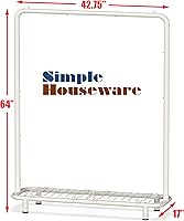 Vista 6 de Simple Houseware Perchero con tubería industrial y estantes inferiores, color blanco