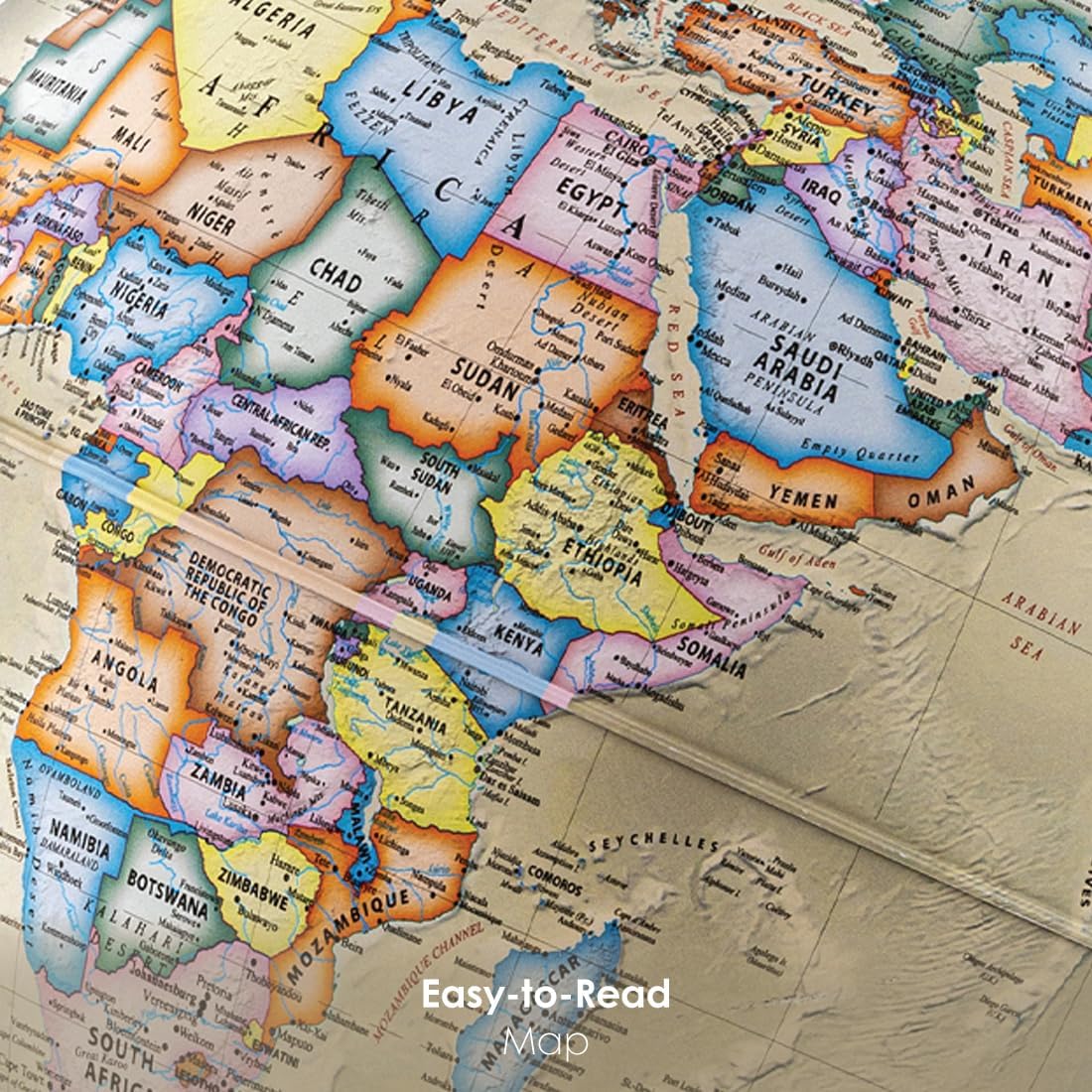 Waypoint Geographic Peninsula Plus Globe, 12" Antique Ocean-Style World Globe, Up-to-Date Reference Globe For Home and Office Decor, 19.5“ H x 13.5“ W x 12“ D