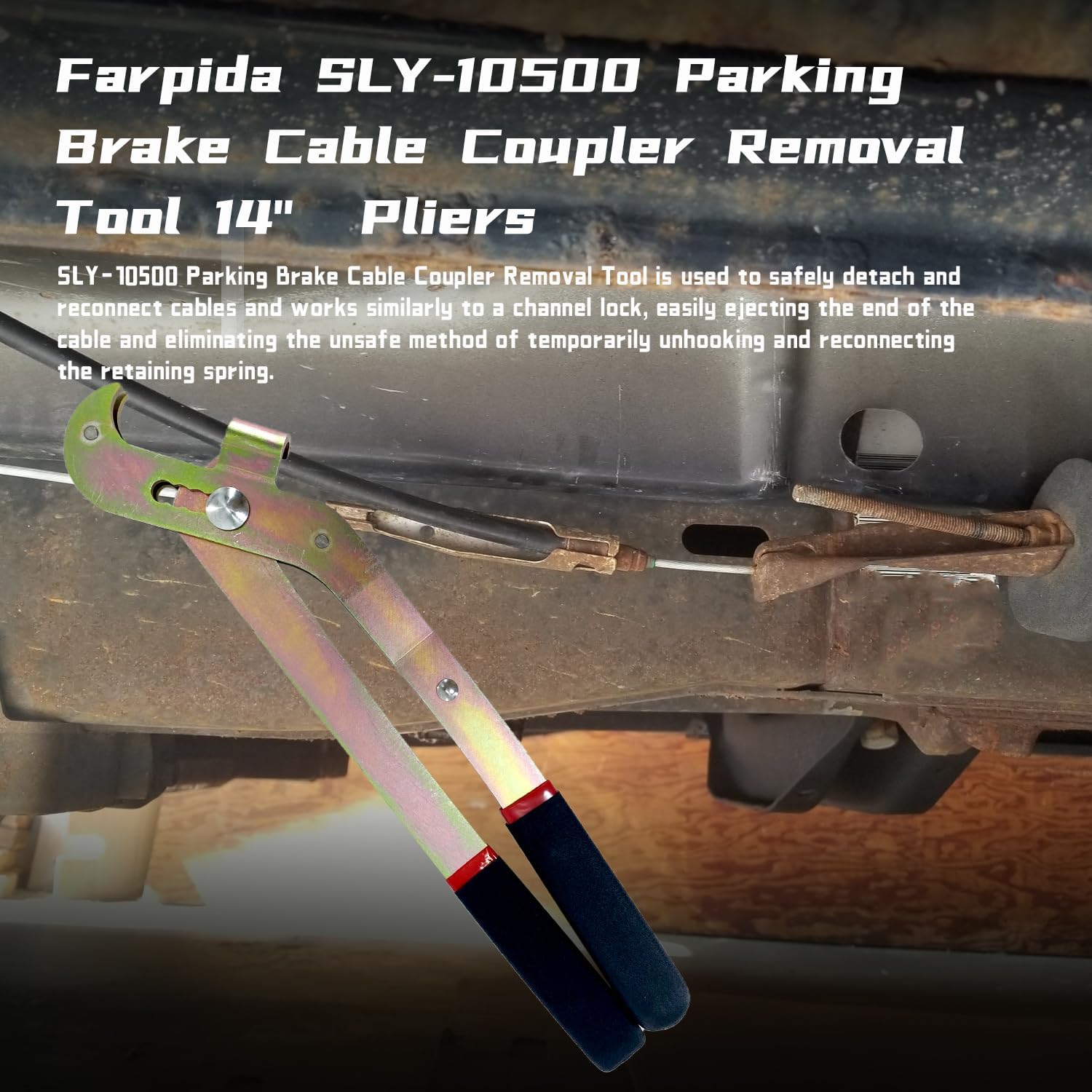 SLY-10500 Parking Brake Cable Coupler Removal Tool 14’’ Pliers for SUV's and Vans, Including All Models from GM, Ford,Dodge Since The 80's (Not Fit Truckss) Brake Shoe Parking Brake Cable