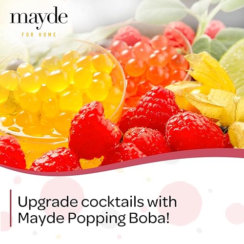 Miniatura 5 de Mayde Perlas de Boba Popping Boba, bolas explosivas para bebidas, postres y cuencos de desayuno, sabor a fresa, 7 libras