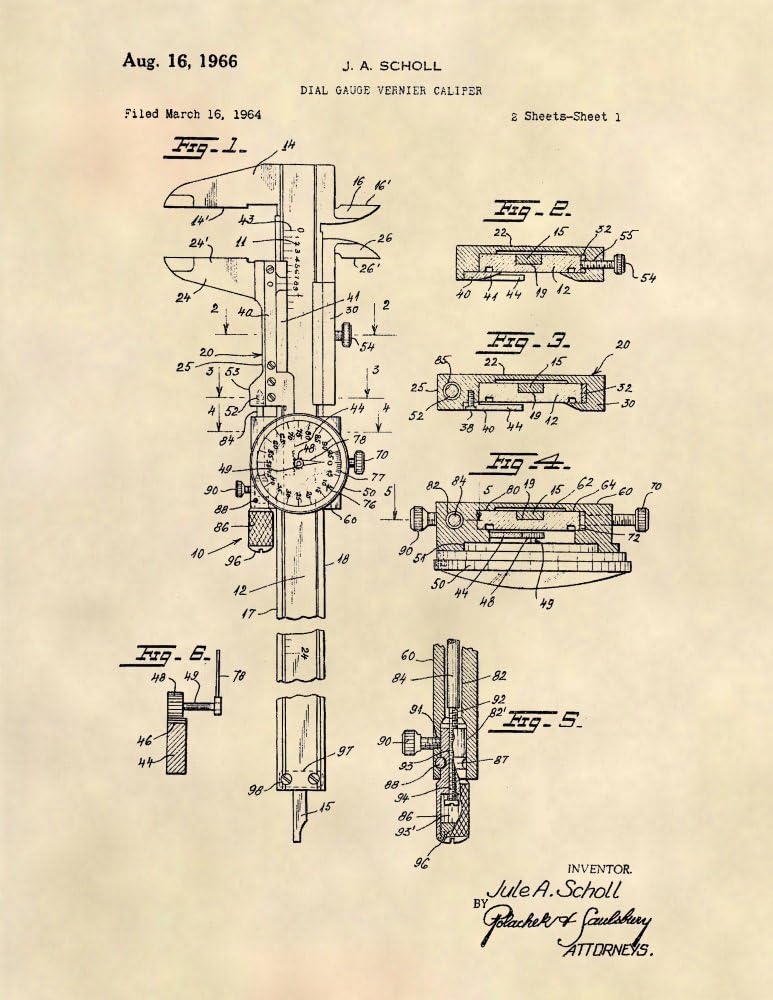 Patent Prints Dial Caliper Patent Art Engineer Wall Art