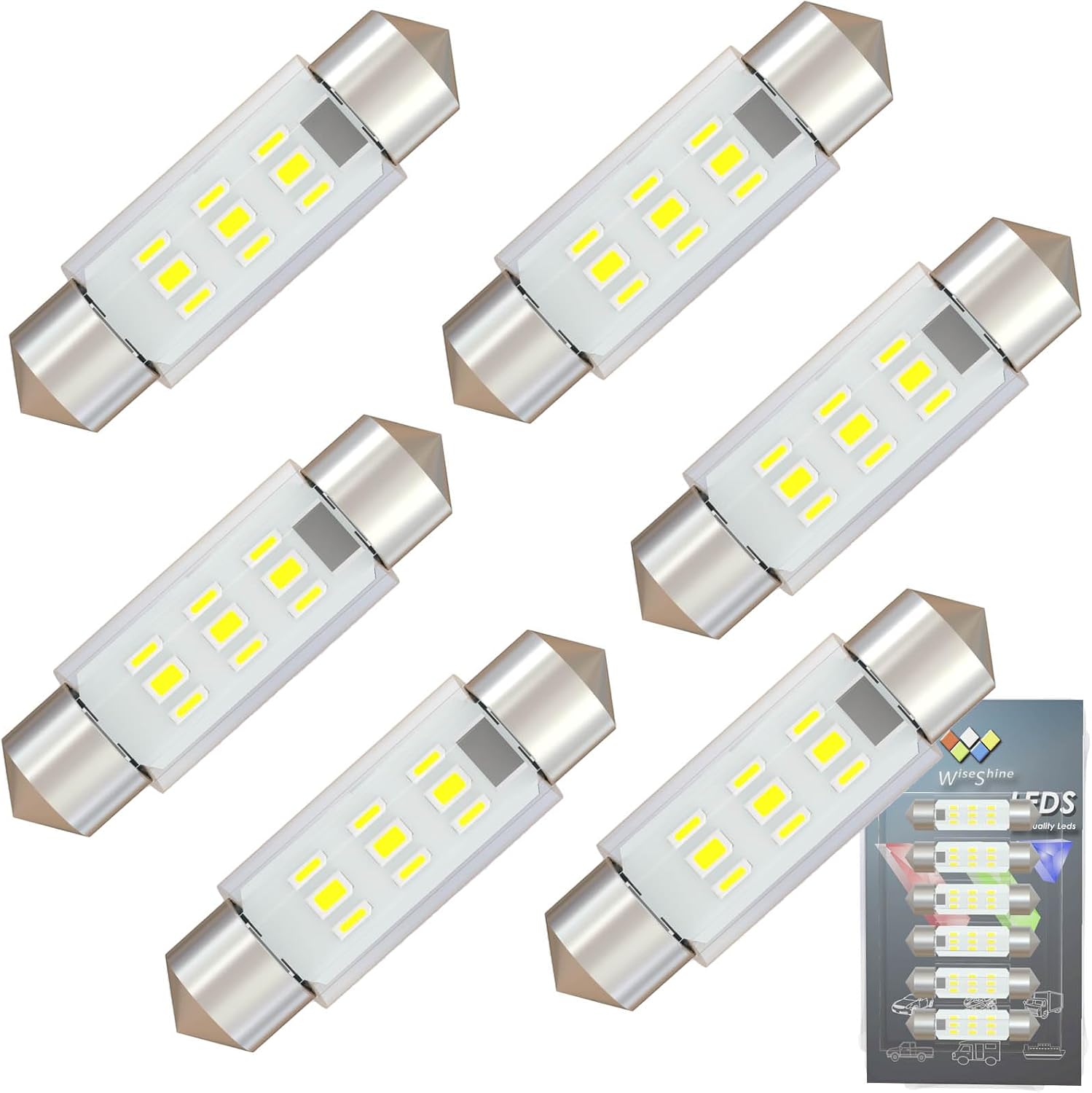 Festoon 6418 6411 LED Bulb 38mm C5W LED Bulbs Warm White 3000k DE3425 DE3423 DC 12V for Camper RV Automotive Interior Dome Reading Map Cargo Lights (Pack 6)