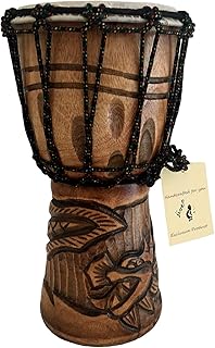 Djembe Drum Solid Wood Deep Carved Bongo Congo African Drum - 12" HIGH MED SIZE - Professional Quality - NOT MADE IN CHINA - JIVE BRAND (Dragon)