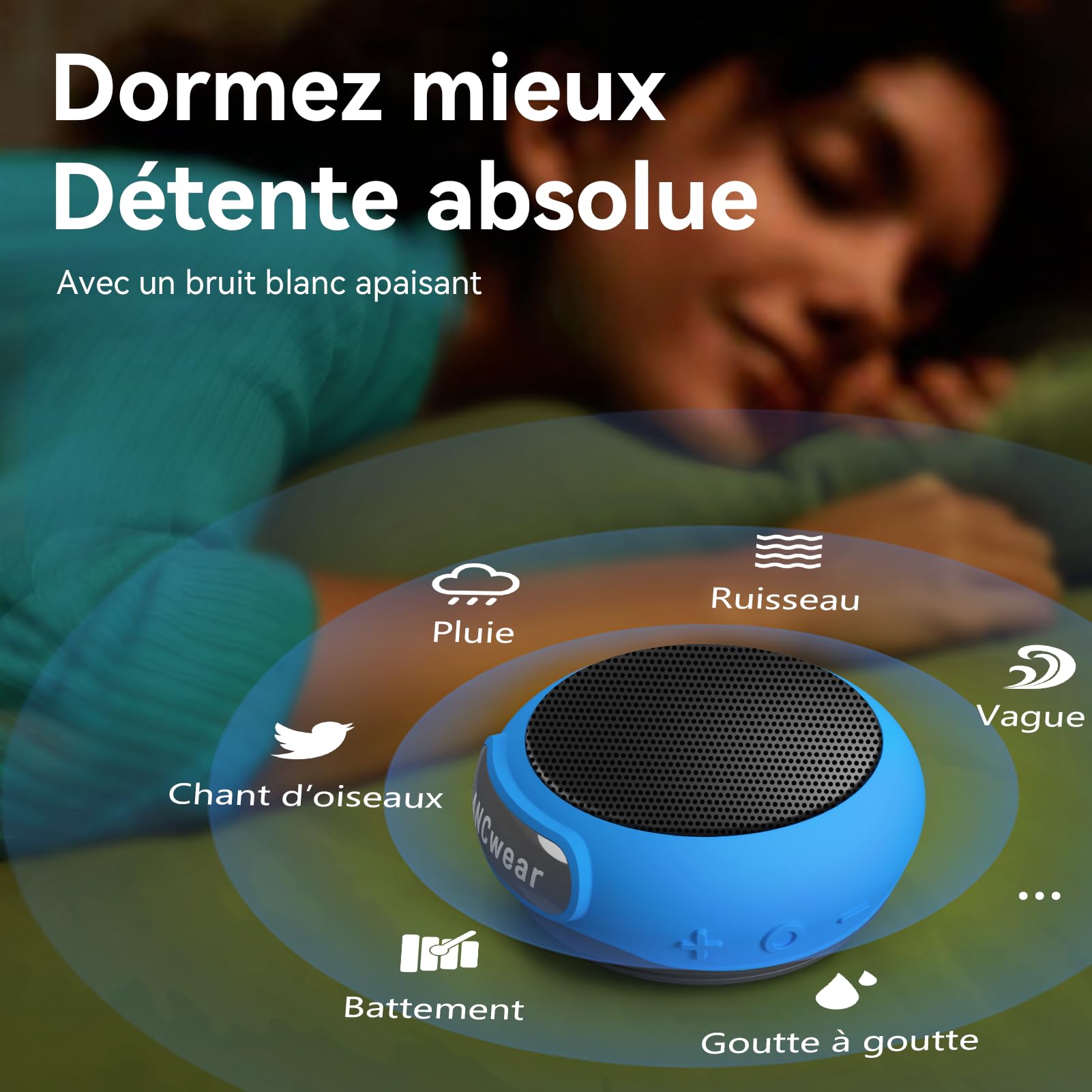 ANCwear Enceinte Bluetooth 5.4 à Porter avec Clip, Bracelet et Accroche