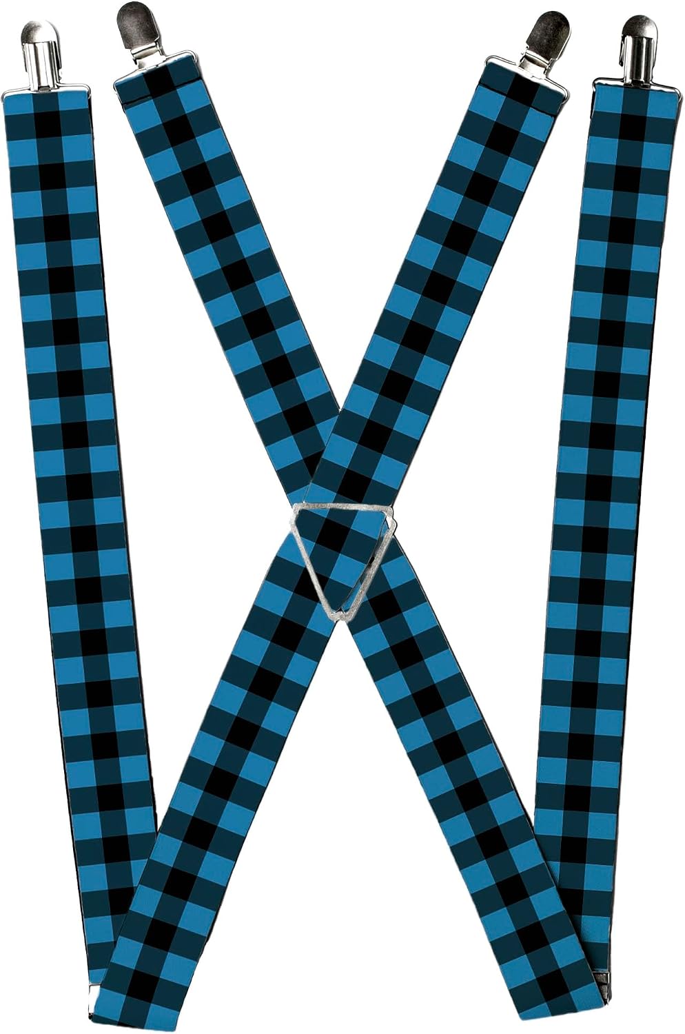 Buckle-Down Suspenders, Buffalo Plaid Black Turquoise