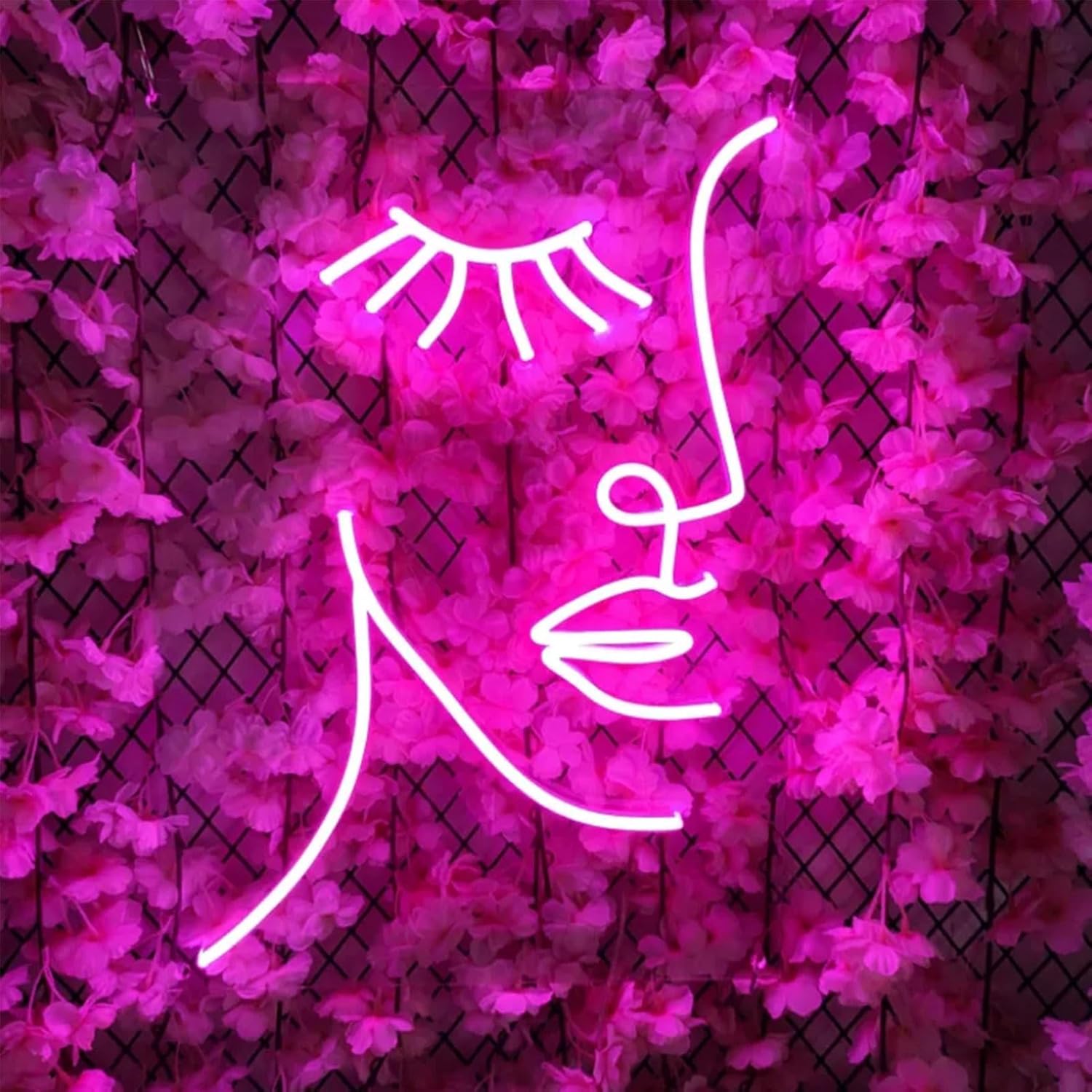 Lady Face LED Neon Sign - Graphic Art LED Neon Lights for Wall Decor, Women Face Lashes Aesthetic Neon Lamp Acrylic Sign for Girls Living Room Bedroom Birthday Party Bar