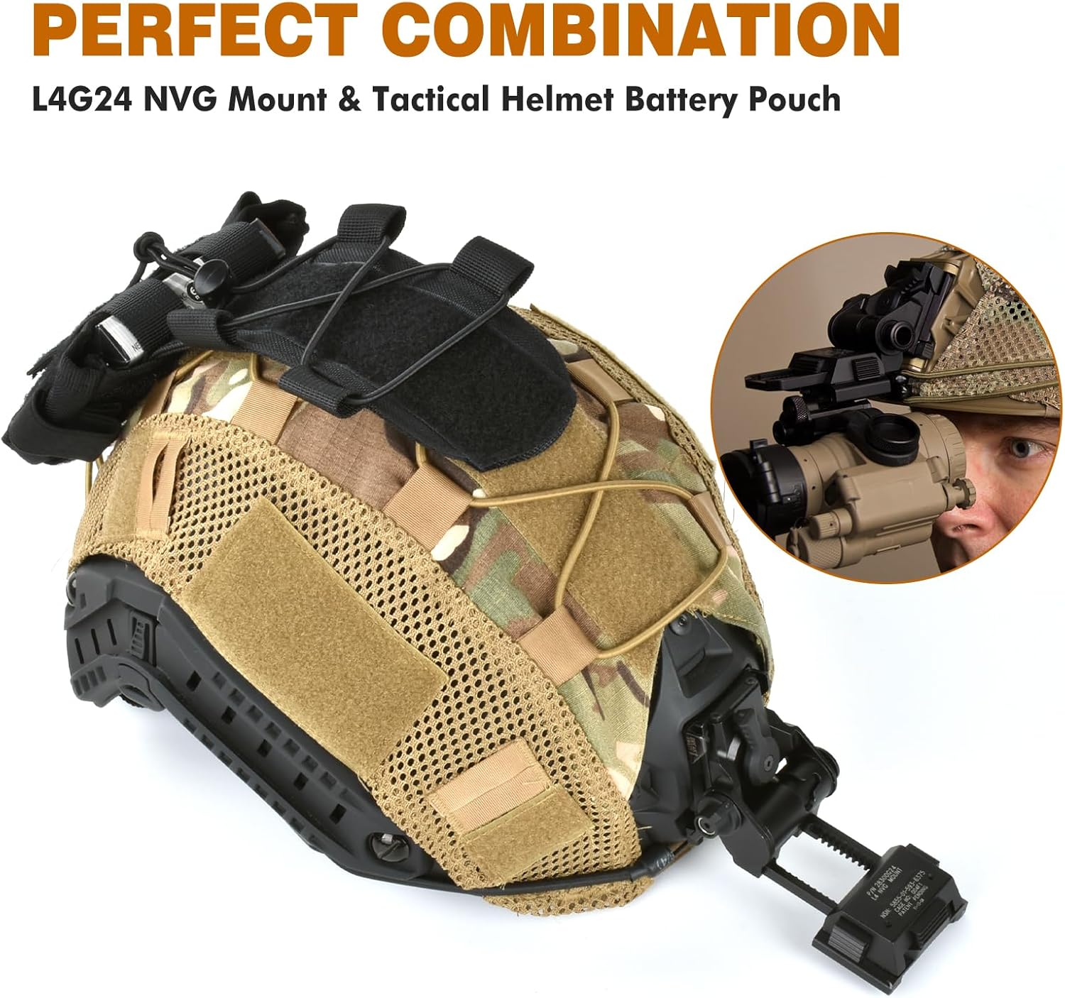 Gexmil CNC PVS15/18 Night Vision Goggles Mount for L4G24 NVG Mount and Tactical Helmet Battery Pouch MK2 Helmet Battery Pack