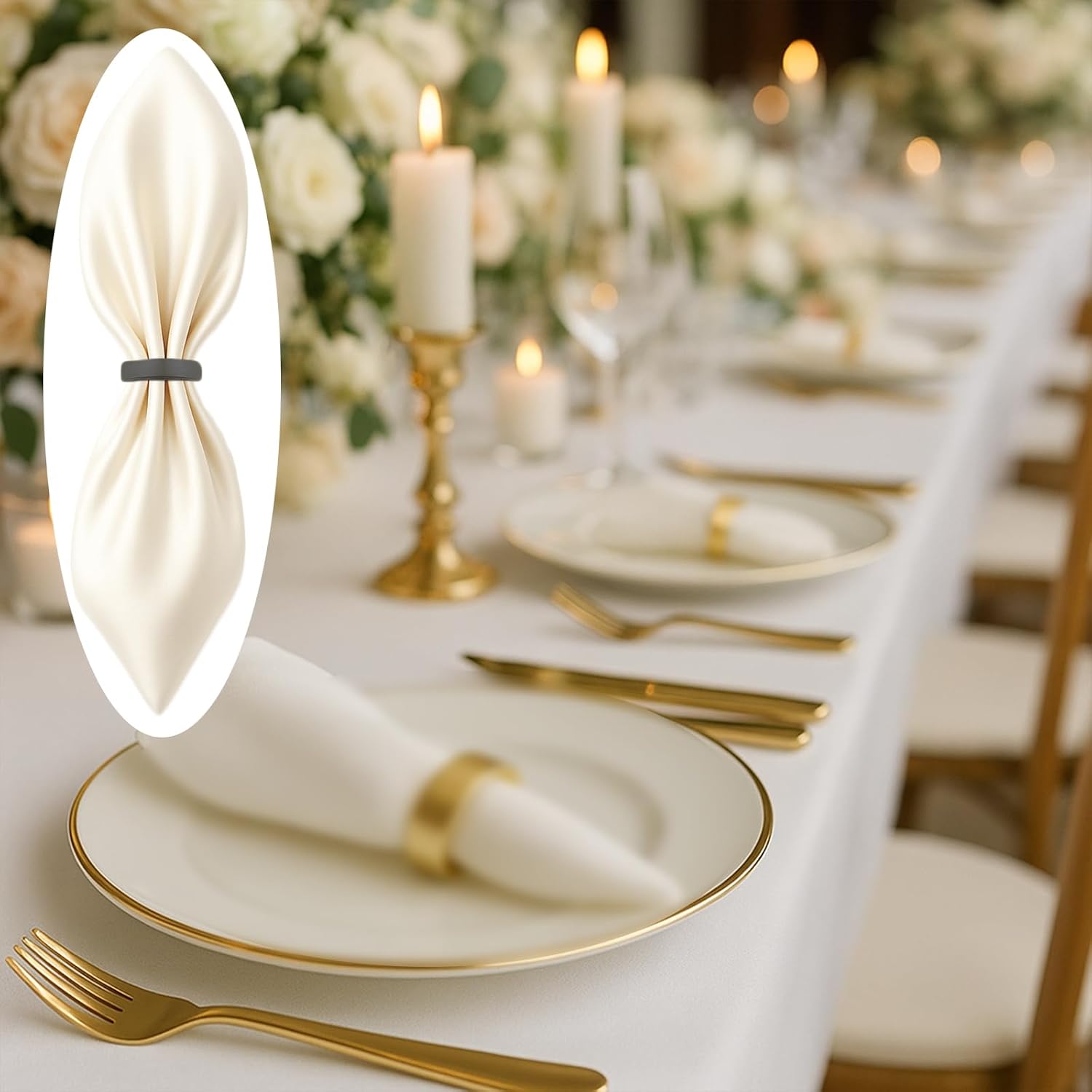 12 Pcs Stainless Steel Napkin Rings - Black Napkin Holder(Semicircle) image 3