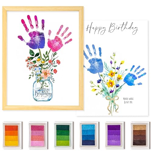 CLUSIVC Flower Bouquet Handprint Craft Kit-Gifts for Grandma and Mom,Unique
