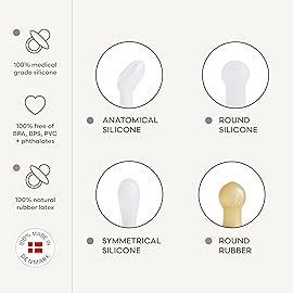 FRIGG Daisy Natural Rubber Baby Pacifier | Made in Denmark | BPA-Free (Pink Cream/Poppy, Size 2) 2-Pack