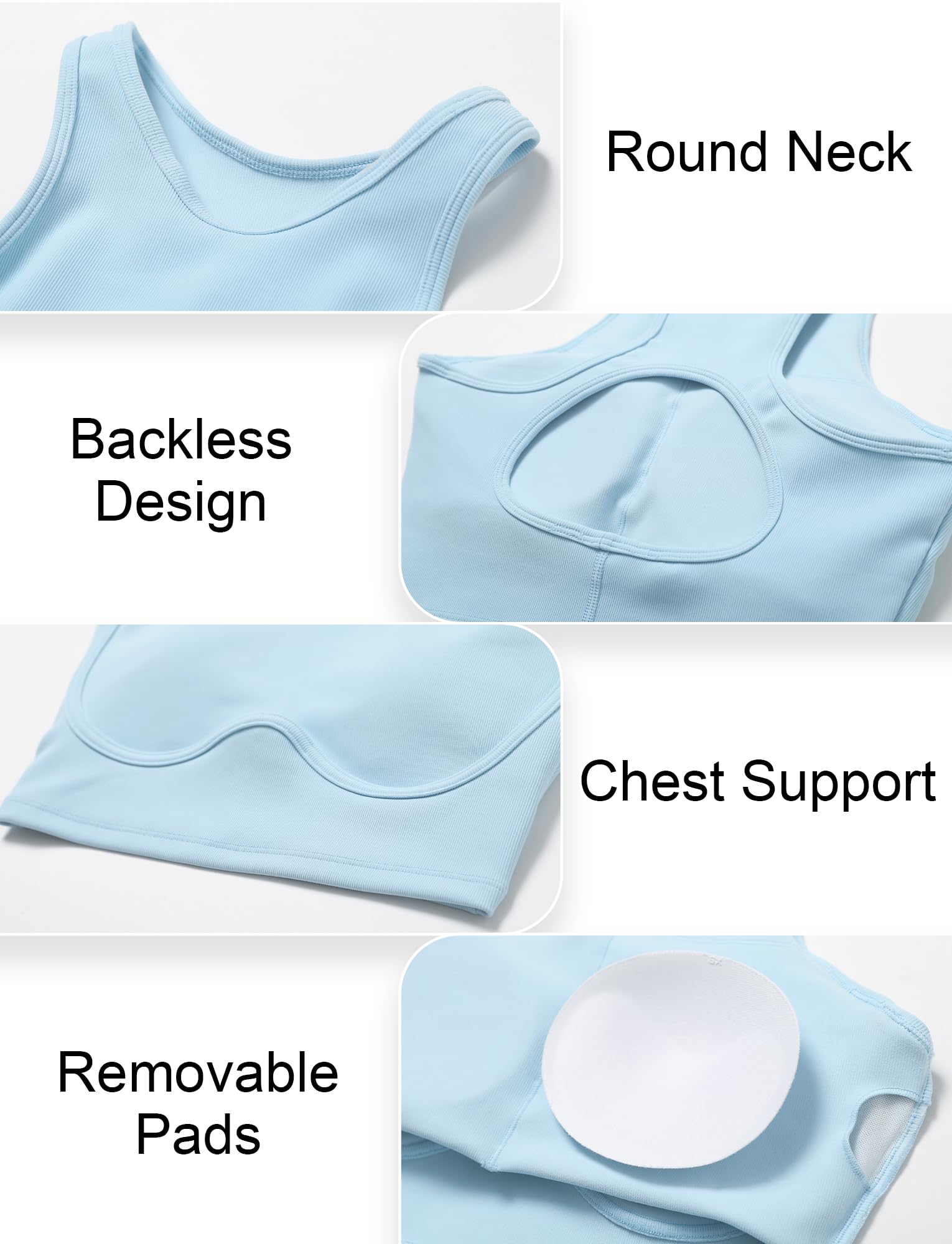SEAUR Reggiseno sportivo da donna senza cuciture a costine Racerback ad alto impatto allenamento crop top palestra corsa cava fuori canotte