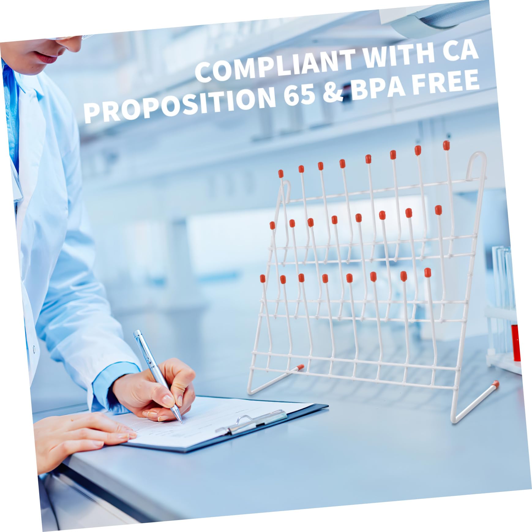 Ciieeo Séchoir à Tubes de Laboratoire en Métal Blanc, Support Pratique 24 Positions pour Sécher et Organiser les Tubes à Essai, Usage en Laboratoire