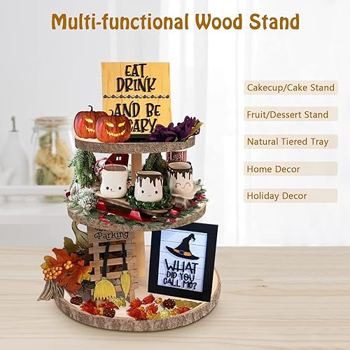 Miniatura 6 de Soporte para cupcakes de 3 niveles, bandeja escalonada de madera, soporte rústico para cupcakes para fiestabodacumpleañosbaby