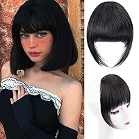 Vista 1 de Flequillo con clip de cabello 100% humano, postizo con clip, color marrón y negro, flequillo de cabello humano real, flequillo francés, flequillo