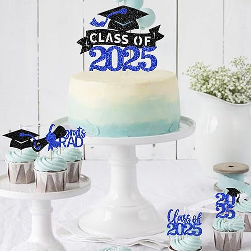 Miniatura 389 de Paquete de 24 adornos dorados para cupcakes de graduación 2025 con purpurina So Proud of You Done Diploma Graduation Cap Cupcake Picks Class of 2025