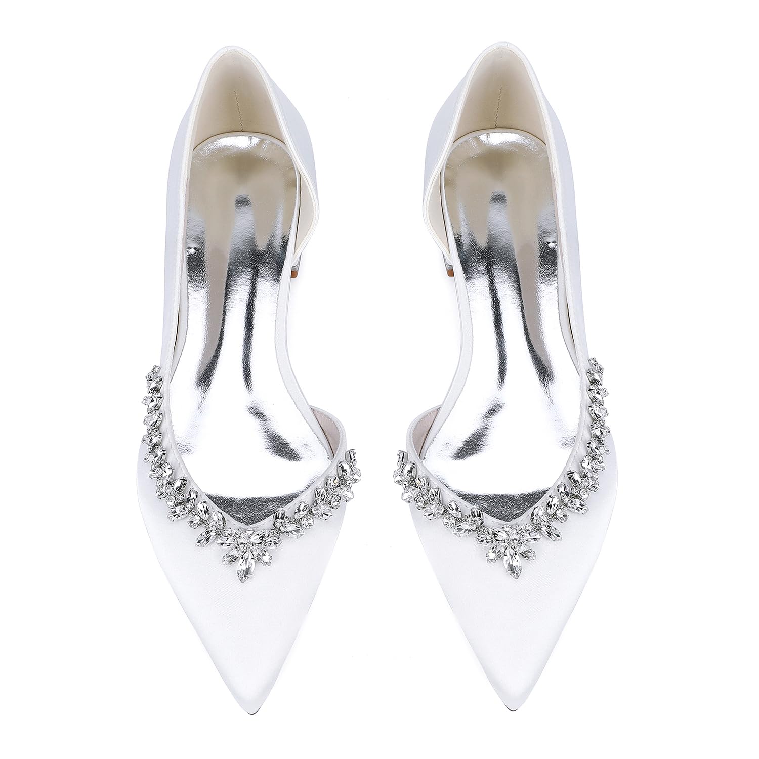 Scarpe da Sposa comode con Tacco Basso, Scarpe da Sposa Chiuse con Strass Scintillanti in Raso, per Matrimoni, fidanzamenti, Feste - Colori Multipli