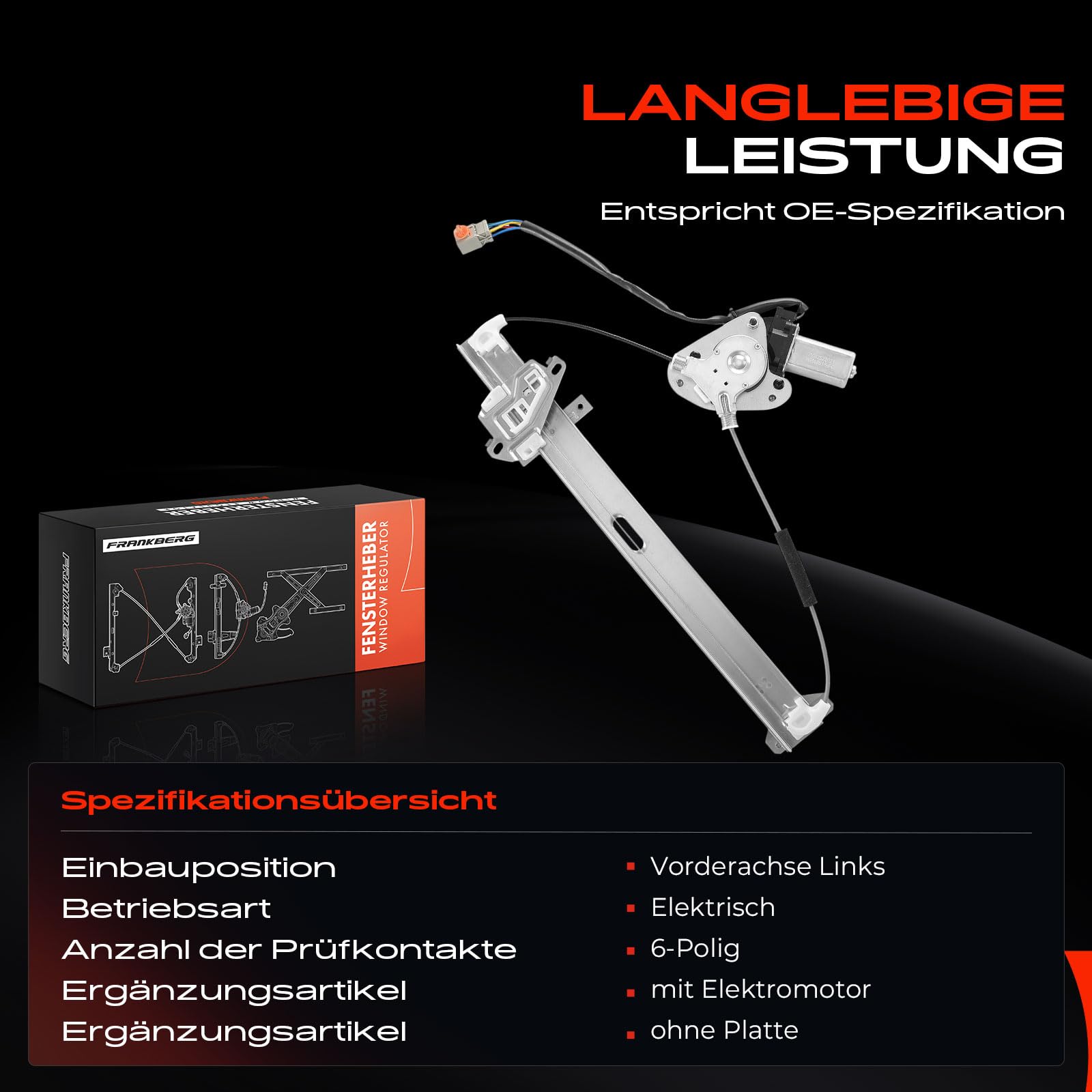 Frankberg Fensterheber Mit Motor Vorne Links Kompatibel mit Jazz II GD Schrägheck 1.2L 1.3L 2002-2008 72250SAAG03