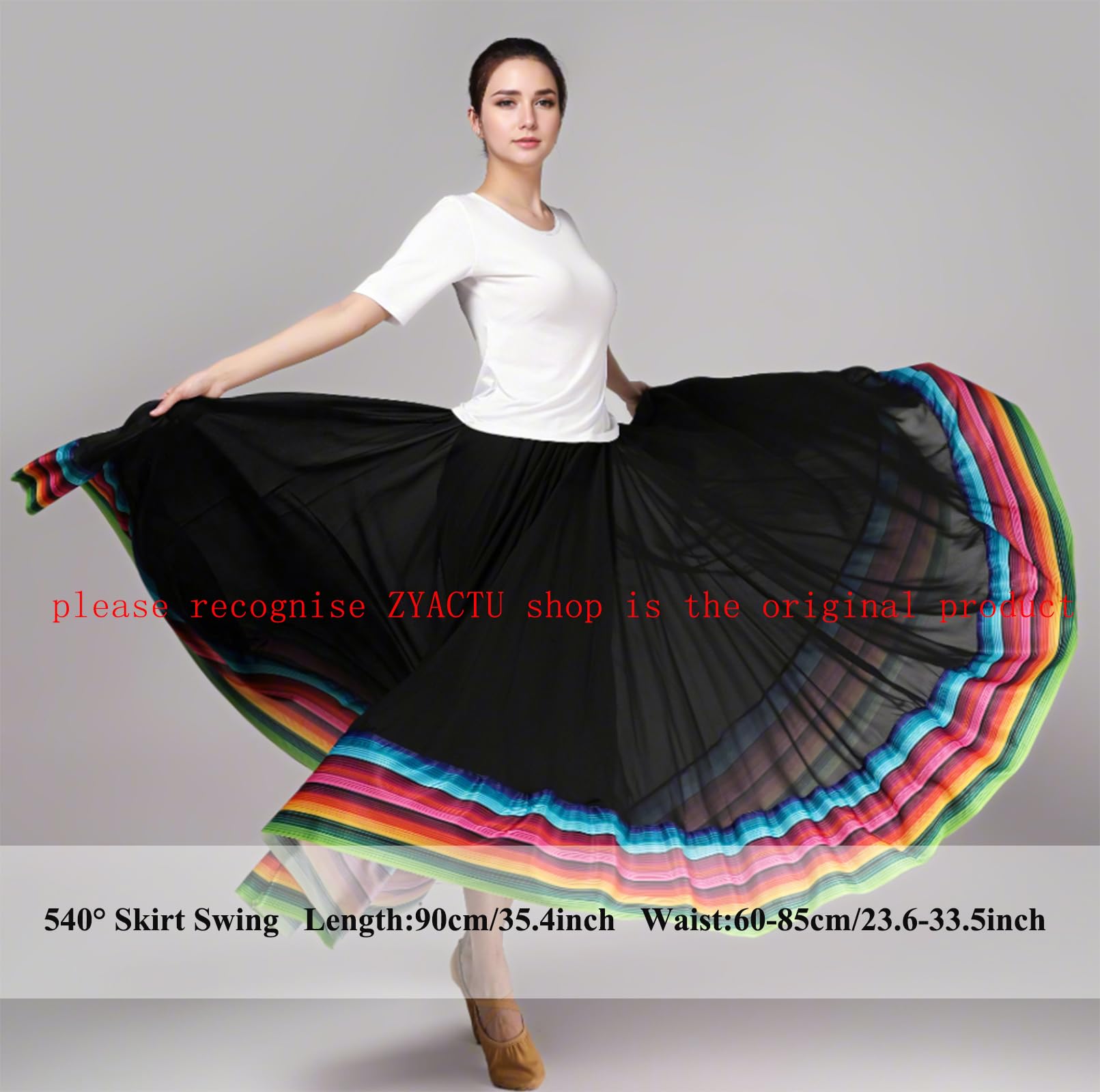 Damen Lyrical Dance Rock - Chiffon Swing Long Skirt for Mexican & Flamenco-Tanz