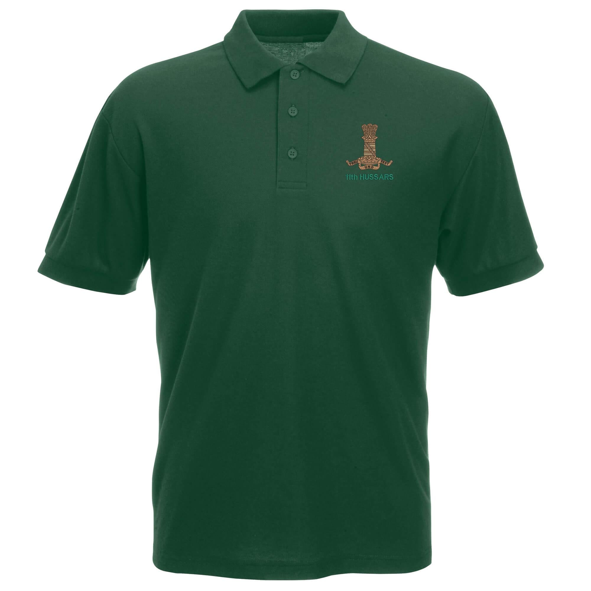 Pineapple Joe's Men's Bottle Green 11Th Hussars Embroidered Polo - 2X Large