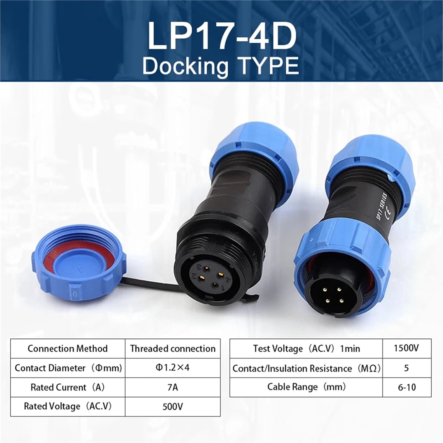 SP17 LP17 2/3/4 Pin Socket Wire Cable Connector Docking Quick Screw Crimp Male Female Set No Welding 1Pcs(LP17-4D)