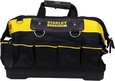 STANLEY FATMAX Technician Tool Bag, 18″ Heavy Duty, Hard Waterproof Base, Multiple Pockets, Shoulder Strap, 1-93-950