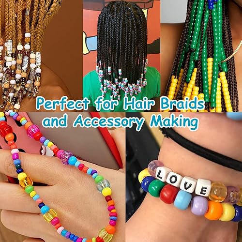 Miniatura 3 de Cuentas de pony a granel 1100 unidades, cuentas para hacer joyas, cuentas para hacer pulseras, cuentas para el cabello, cuentas de pulsera, cuentas