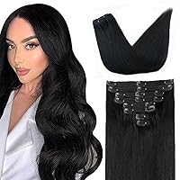 Vista 7 de Extensiones de Cabello con Clip Recto de Cabello Humano Real 8 Piezas Cabello Humano Remy con Clip para Mujeres, Cabello Humano Suave Natural, 120g