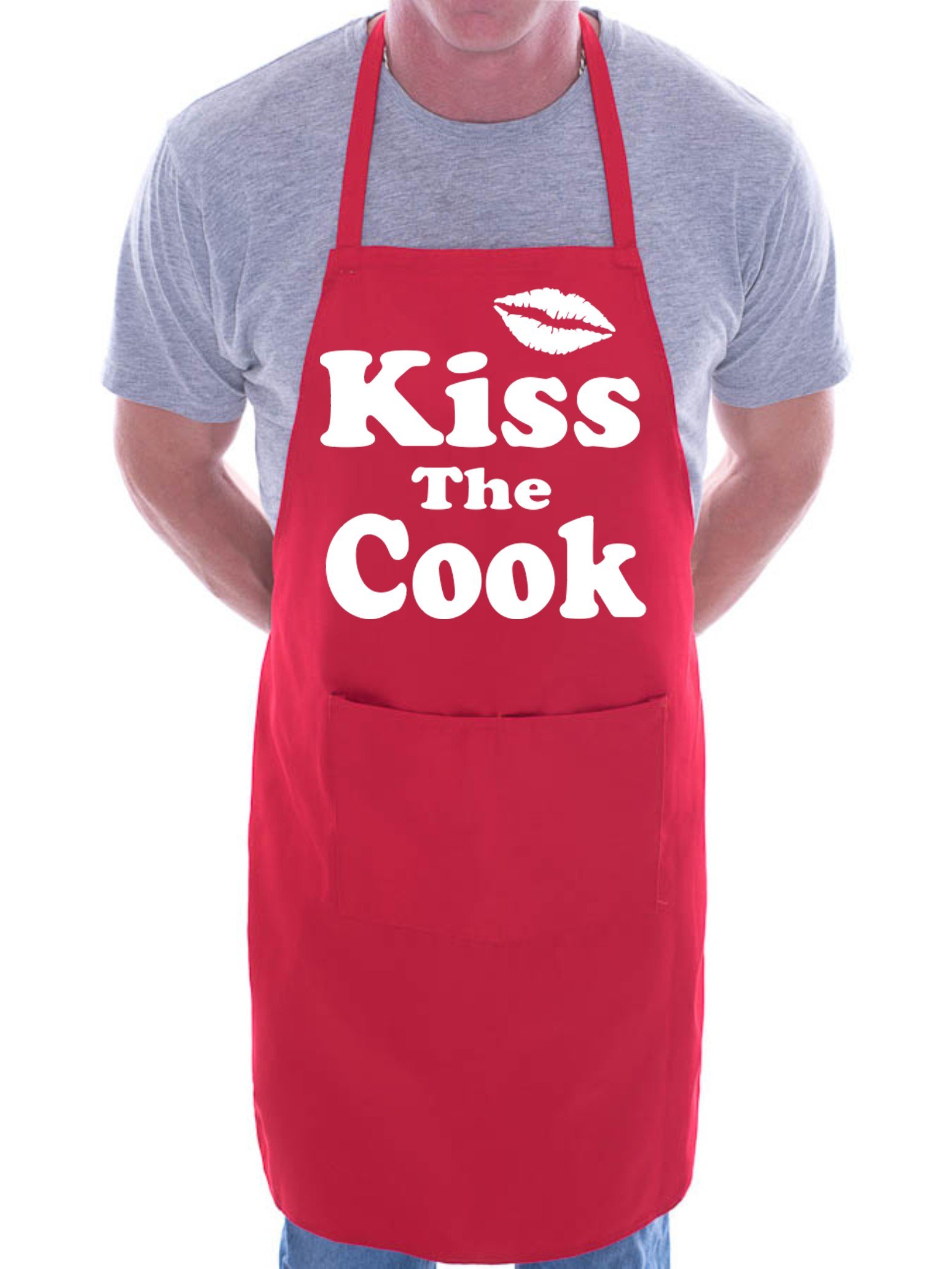 Print4u Men's Red Kiss The Cook Novelty Cooking Funny Unisex Apron