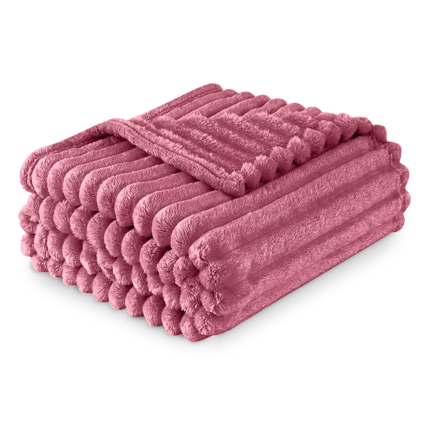 GC GAVENO CAVAILIA Luxury Faux Fur Ribbed Blanket Sofa Large Throw 200 x 240 Cm - Thermal Warm & Cosy Thick Fluffy Throws - Fleece Blanket Throw For Sofa Bed Couch - Winter Berry — image 1