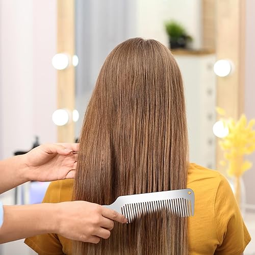 Miniatura 5 de Juego de peines de metal, 2 piezas de peine de peluquería de acero inoxidable, peine profesional de corte de cabello, peine de mezcla superior