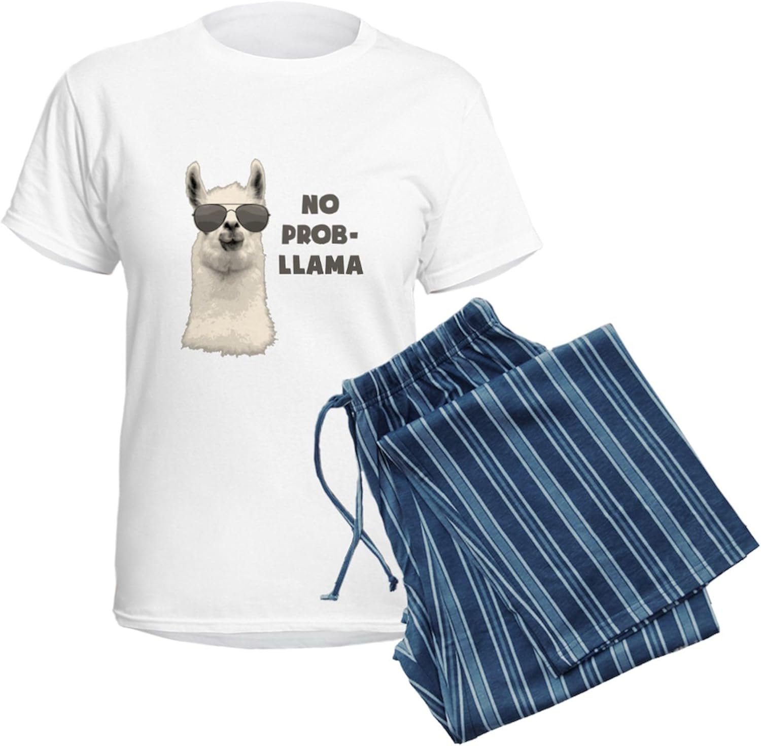 CafePress No Problem Llama Pajamas Women's Novelty Cotton Pajama Set, Comfortable PJ Sleepwear