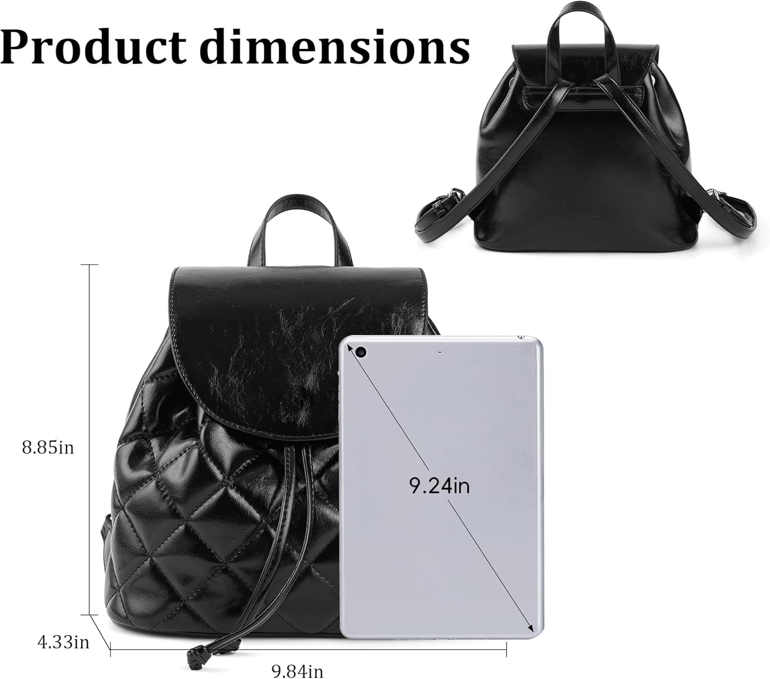 Quilted Mini Backpack for Women, Vegan Leather Convertible Backpack Purse with Magnetic Closure