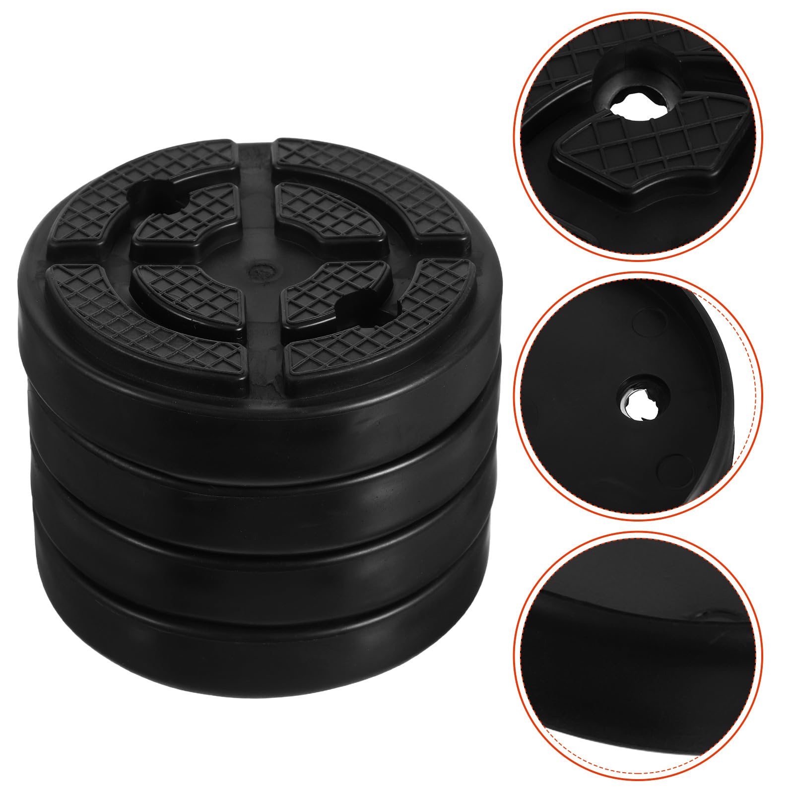 SHINEOFI 4 Almohadillas Elevadoras de Vehículos de Goma Negra para Elevador de Coche, 7cm entre Orificios, 10,8cm Diámetro Interior, Relieve de Presión