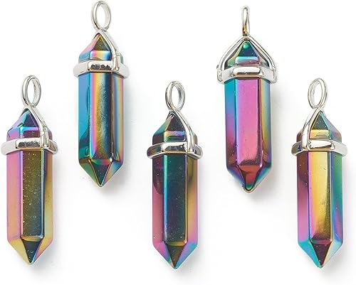 Beadthoven - Colgantes de piedras preciosas de cristal curativo en forma de bala, colgantes puntiagudos de piedra curativa de chakras, reiki, para