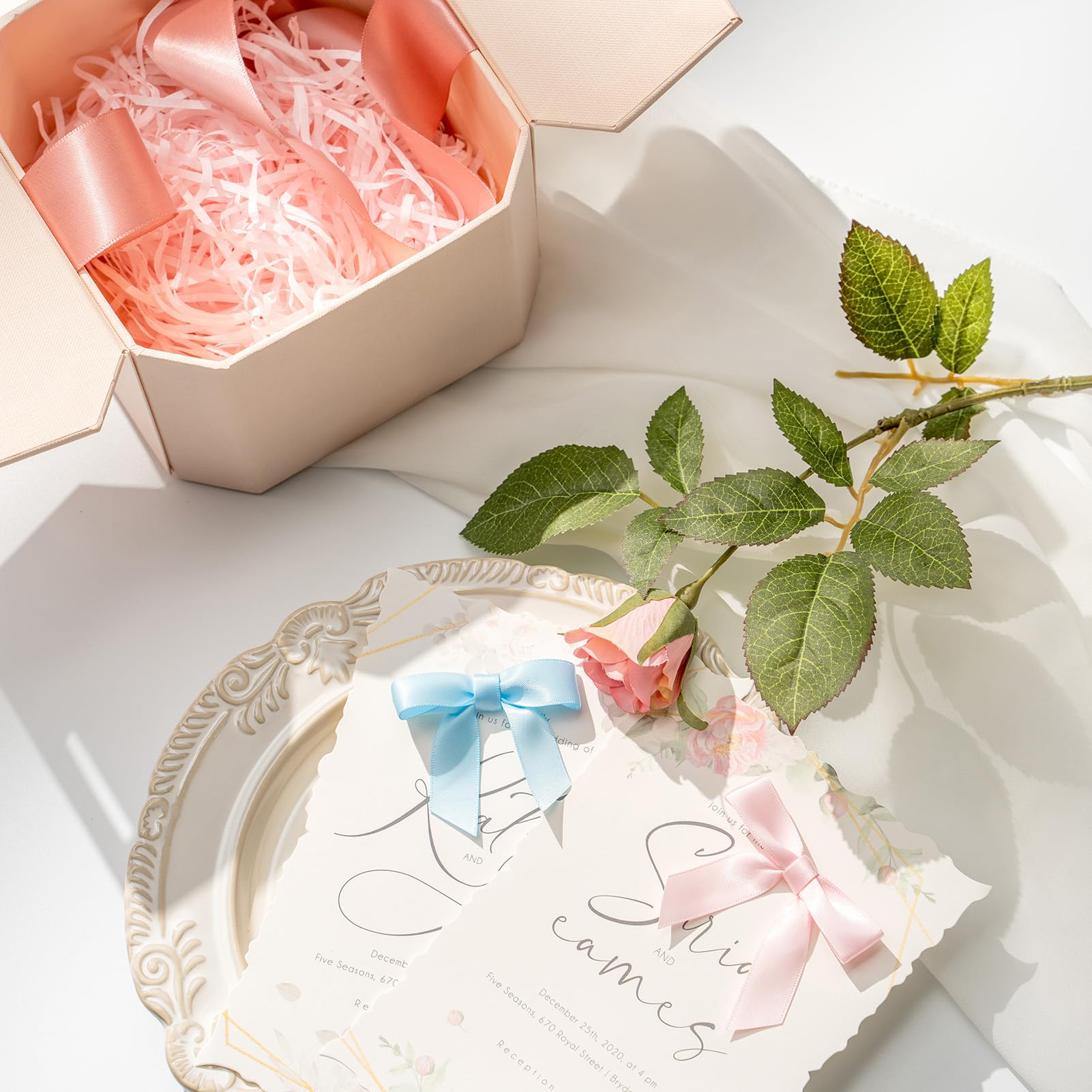 MORSUNBELA 50 Lazos de Regalo para Navidad, Beige y Crema Bodas y envoltorios de Regalo