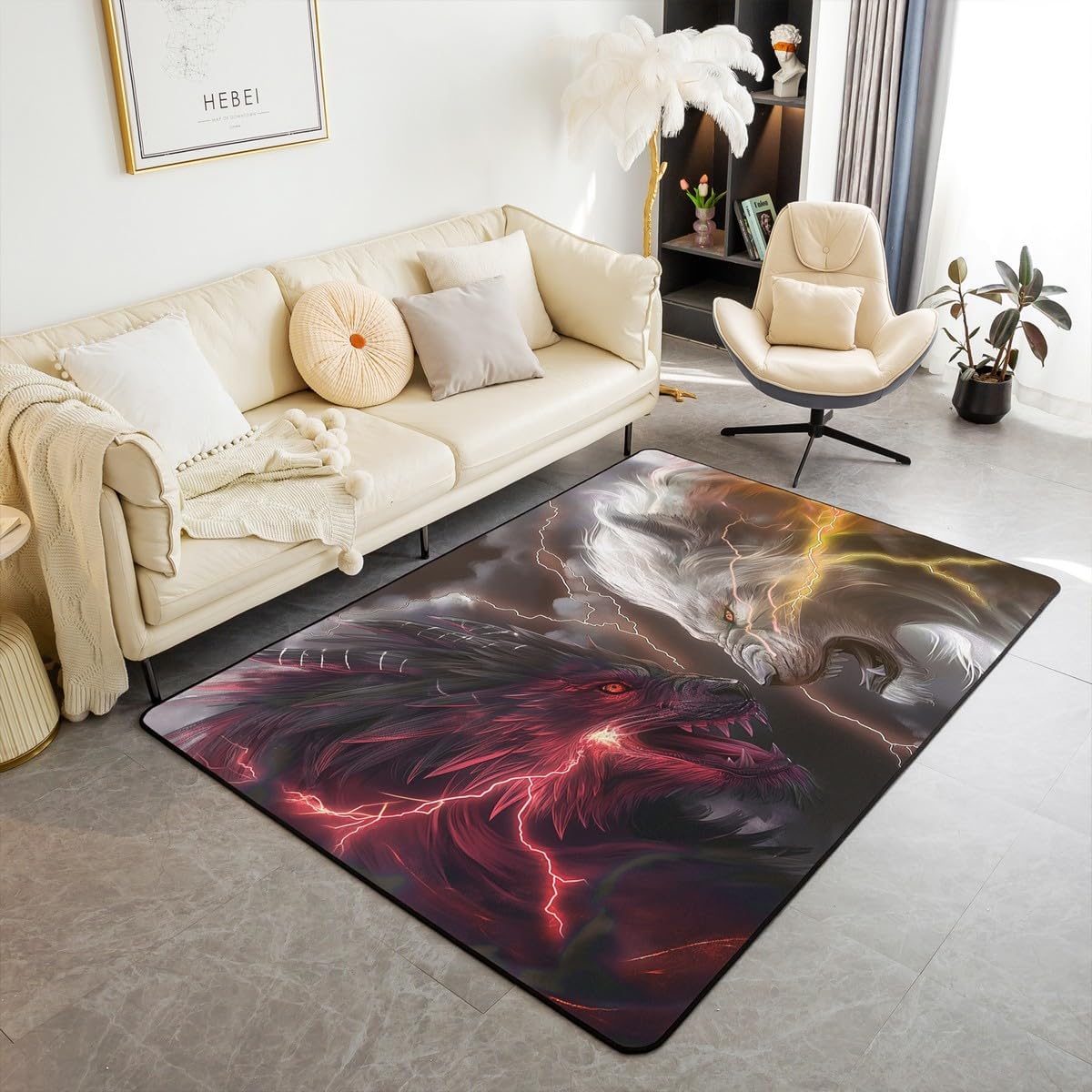 Kawaii Dino Living Room Rugs 3x5 Colorful Jungle Animal Area Rug for Kids Teen Cartoon Cute Dinosaur Carpet Runner Non Slip Tropical Botanical Tree Decorative Accent Rug Bedroom Decor