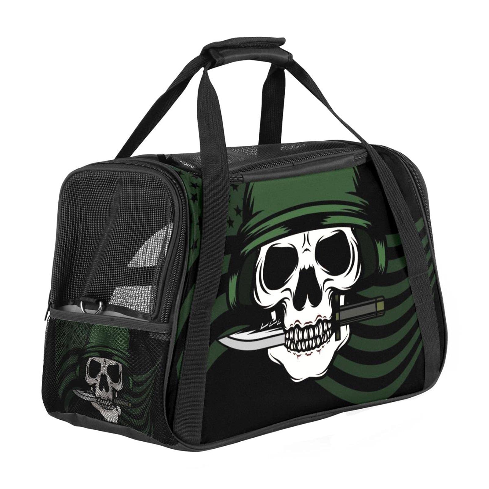 Sac de transport pour animal domestique chat et chien avec motif tête de mort
