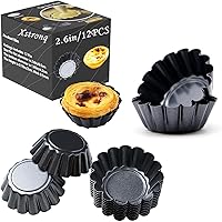 Vista 1 de Moldes para tarta de huevo, 12 moldes para tartas de 2.6 pulgadas, mini sartenes antiadherentes de acero al carbono, moldes para hornear