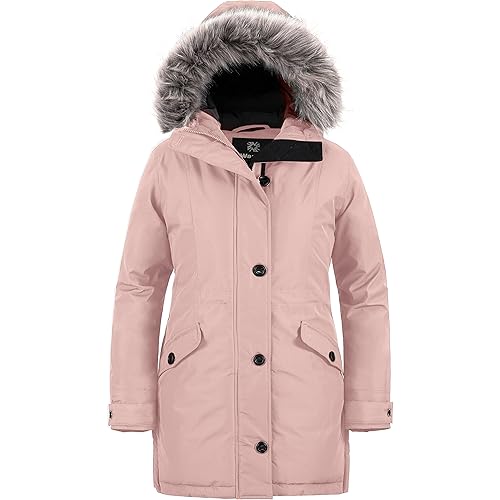 wantdo Women's Plus Size Winter Coat Warm long Puffer Jacket Classic Water-Repellent Thicken Parka with Removable Fur Hood