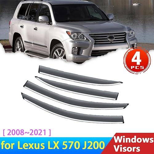 Miniatura 2 de Protectores de lluvia para ventana de coche para Lexus LX 570 J200 2008 ~ 2021 Deflectores Trim Ventana de coche visera lluvia ceja protectores