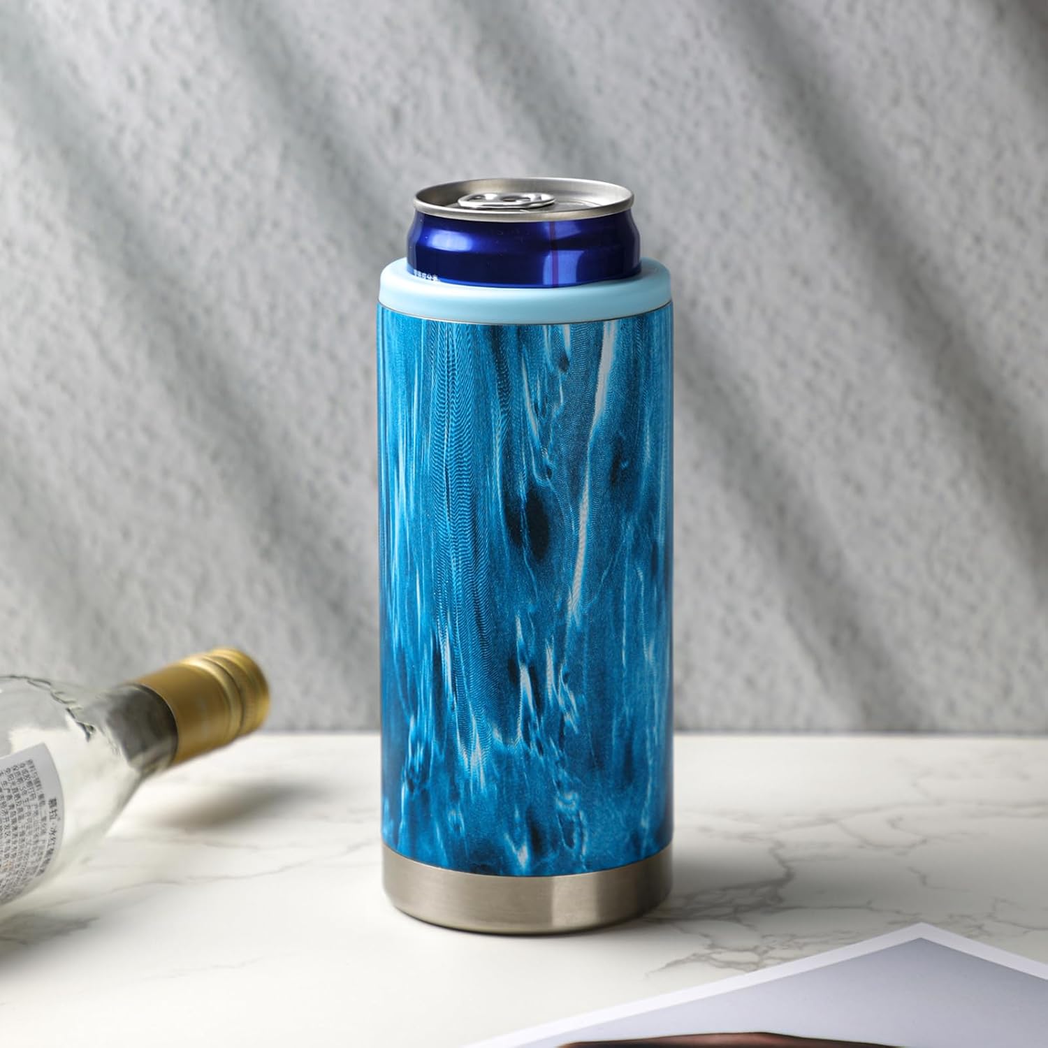 Skinny Can Cooler Double Wall Stainless Steel Insulated Can Holder, 12oz Beverage Sleeve, Drink Holder,for Slim Beer, Hard Seltzer and Energy Drinks(Blue) - Image 6