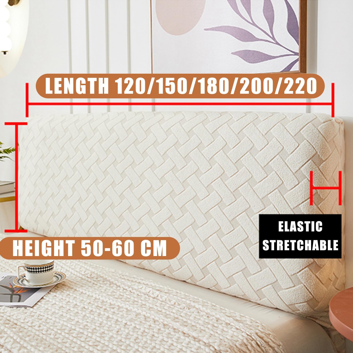 Bed Headboard Cover Queen Size Headboard Slipcover Dustproof Headboard Padding Protector Cover Full Size Quilted Headboard Cushion Cover Machine Washable,Beige,180cm(King)