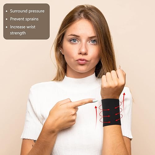 Miniatura 4 de SATINIOR 2 pares de muñequeras de compresión para muñeca de compresión, muñequeras elásticas para hombres y mujeres, tenis, tendinitis, túnel
