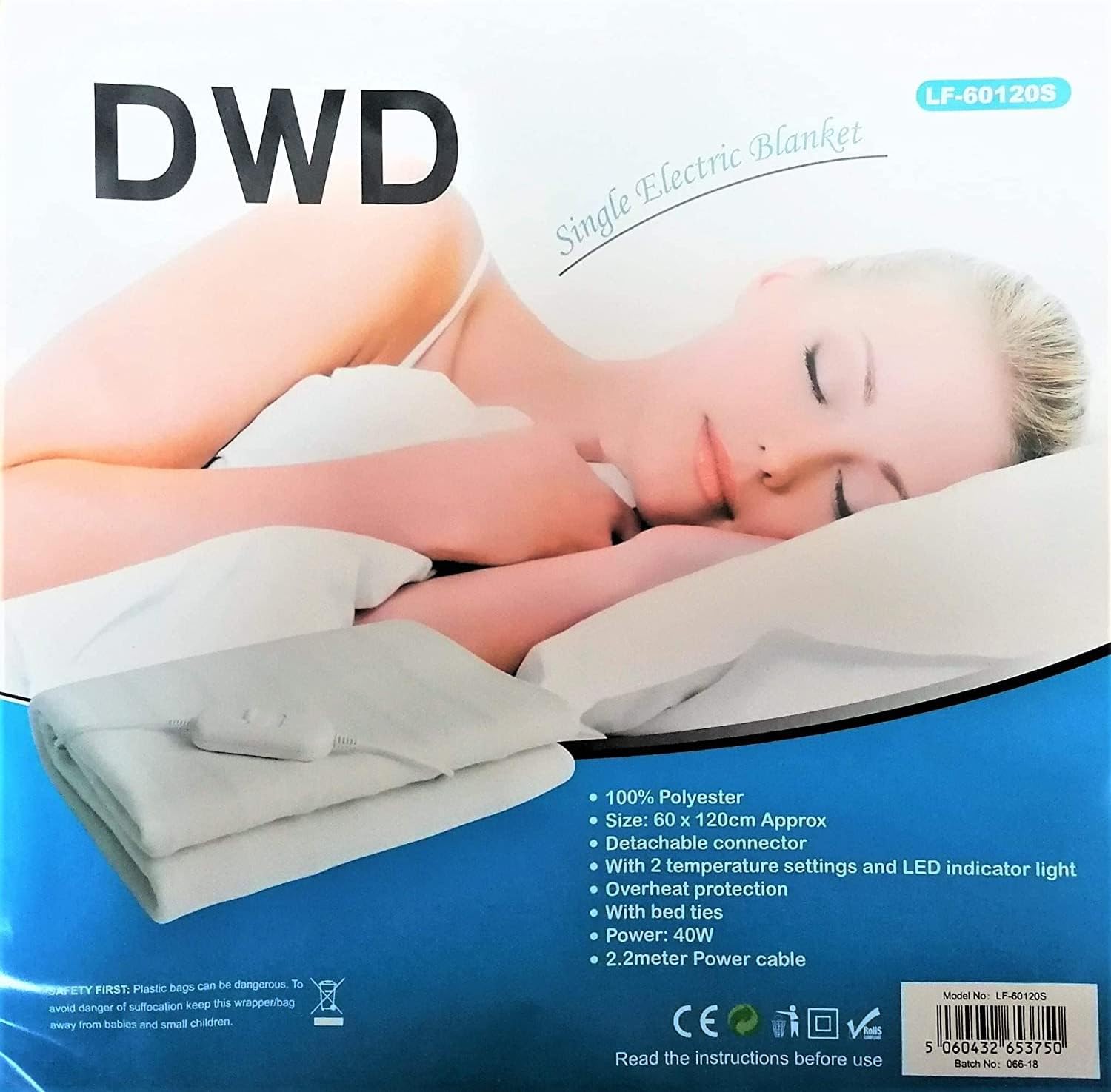 DWD® Premium Comfort Electric Blanket Control with 2 Heat Settings